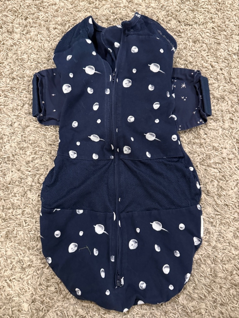 Navy Space Print Baby Sleep Sack with Zip